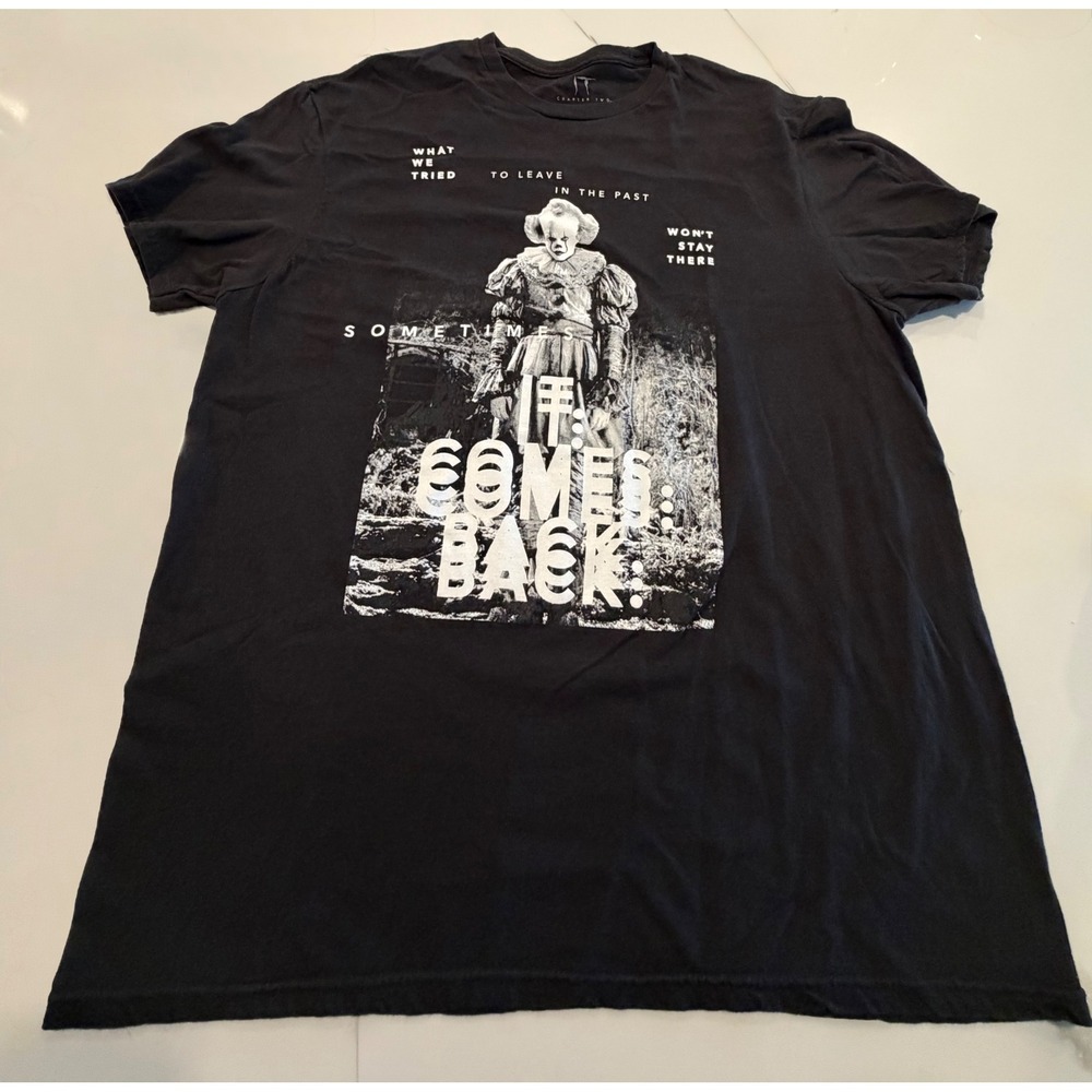 IT Chapter Two Pennywise Movie Promo Graphic T-Shirt Mens XL Black Horror King